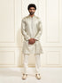 Men's Beige Tissue Silk Kurta And Pant Set.