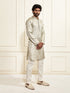 Men's Beige Tissue Silk Kurta And Pant Set.