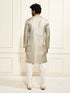 Men's Beige Tissue Silk Kurta And Pant Set.
