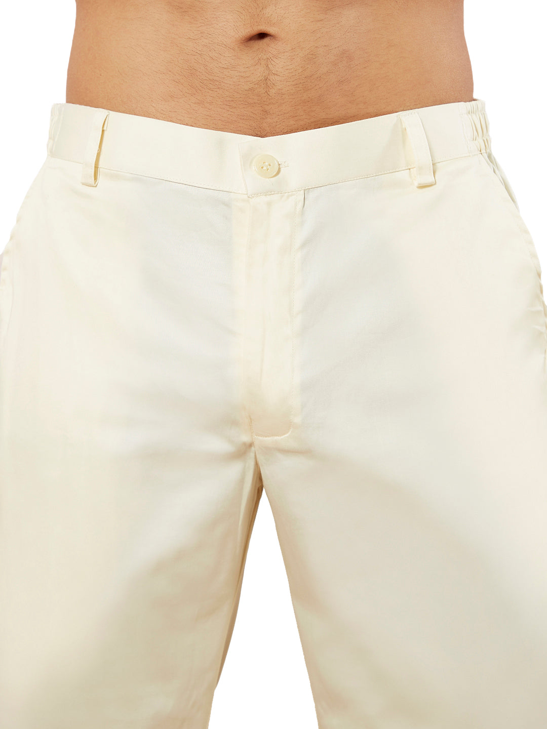 Men's Beige Tissue Silk Kurta And Pant Set.