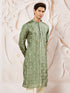 Men's Green Tissue Silk Kurta