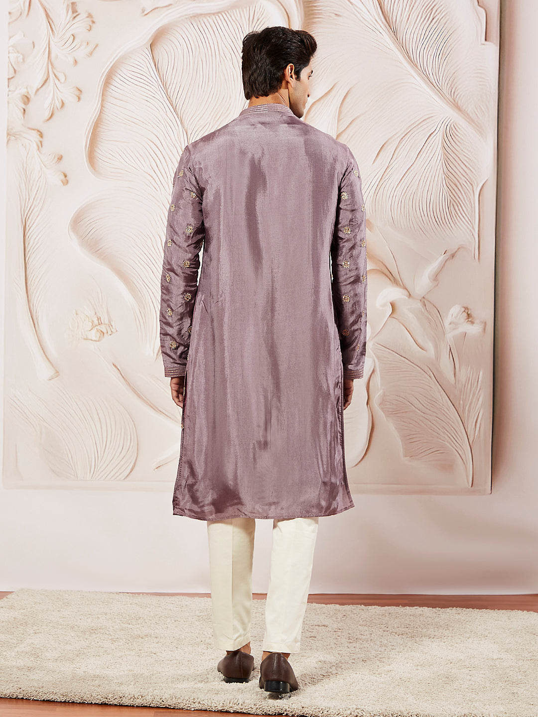 Men's Lavender Tissue Silk Kurta Pyjama Set