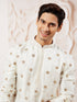 Men's White Tissue Silk Kurta Pyjama And Dupatta Set