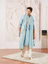 Men's Aqua Tissue Silk Kurta Pyjama And Dupatta Set