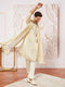 Men's Cream Tissue Silk Kurta Pyjama And Dupatta Set