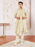 Men's Cream Tissue Silk Kurta Pyjama And Dupatta Set