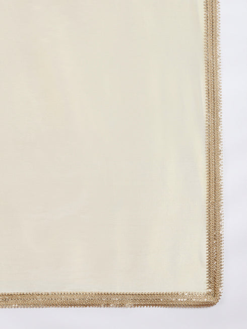 Men's Cream Tissue Silk Kurta Pyjama And Dupatta Set