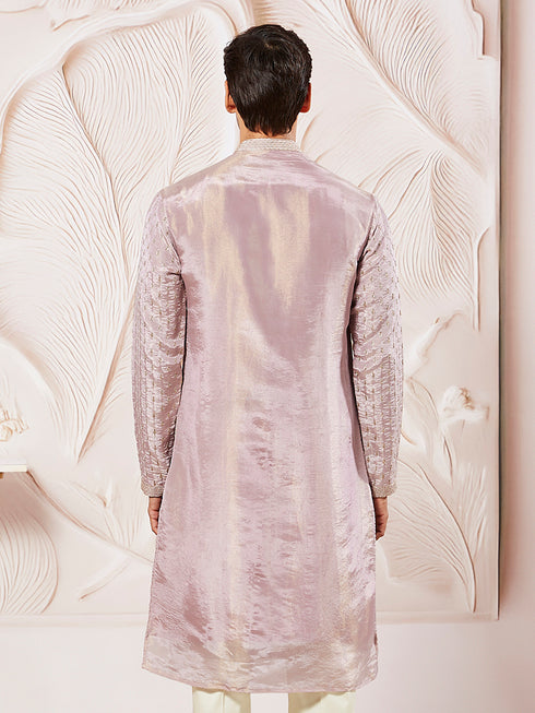 Men's Lavender Tissue Silk Kurta