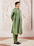 Men's Green Tissue Silk Kurta Pyjama And Dupatta Set For Men's
