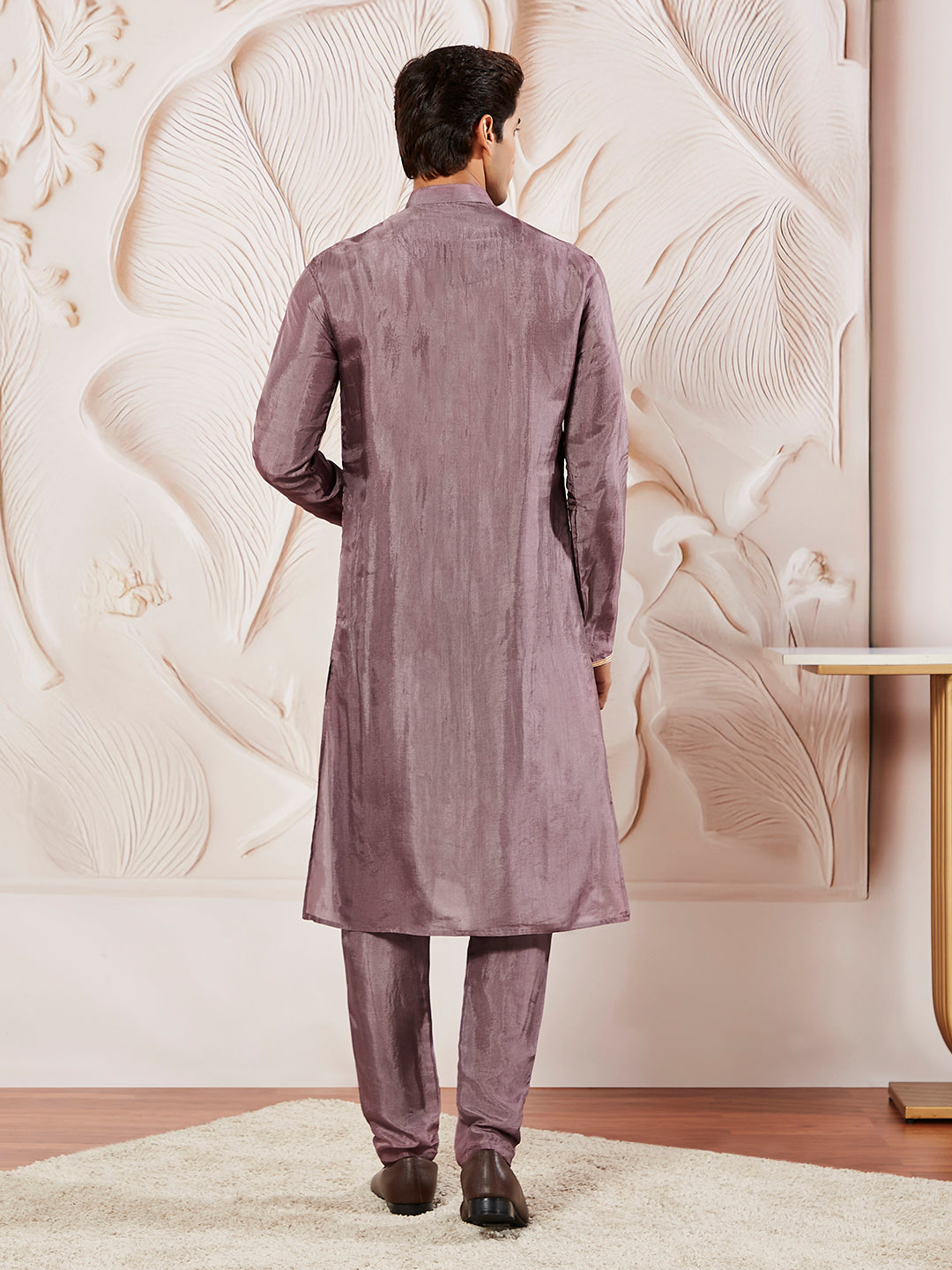 Men's Lavender Tissue Silk Kurta Pyjama Set