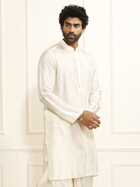 Men's Cream Tissue Silk Kurta