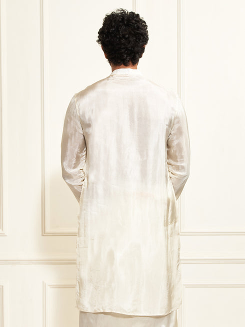 Men's Cream Tissue Silk Kurta