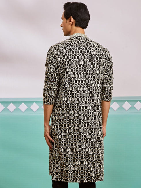Men's Black Rayon Kurta