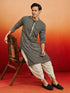 Men Black Rayon Kurta with Dhoti Festive, Festive Glitz, EID, Wedding, Diwali Ethnic Wear