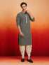 Men's Black Rayon Embellished Knee Length Kurta with Dhoti