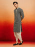 Men's Black Rayon Embellished Knee Length Kurta with Dhoti