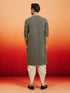 Men's Black Rayon Embellished Knee Length Kurta with Dhoti