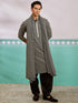 Men's Black Rayon Kurta, Patiala And Dupatta Set.
