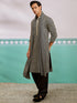 Men's Black Rayon Kurta, Patiala And Dupatta Set.