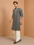 Men's Black Rayon Embroidered Knee Length Kurta with Patiala