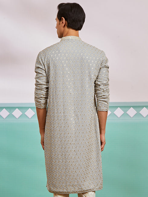 Men's Grey Rayon Kurta