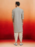 Men's Grey Rayon Embellished Knee Length Kurta with Dhoti