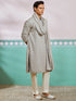 Men's Grey Rayon Kurta, Pyjama And Dupatta Set.