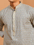 Men's Grey Embroidered Kurta Churidar Set for Festive Wear