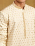 Men's Off White Rayon Kurta Rakhi Gift Box for Brother | Includes Rakhi, Potli Bag & Festive Essentials