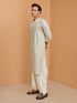 Men's Off-White Rayon Embroidered Knee Length Kurta with Patiala