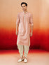 Men Peach Rayon Kurta with Dhoti Festive, Festive Glitz, EID, Wedding, Diwali Ethnic Wear