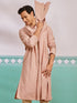 Men's Peach Chikankari Rayon Kurta with Silk Dupatta Set