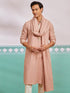 Men's Peach Chikankari Rayon Kurta with Silk Dupatta Set