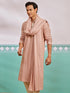 Men's Peach Chikankari Rayon Kurta with Silk Dupatta Set