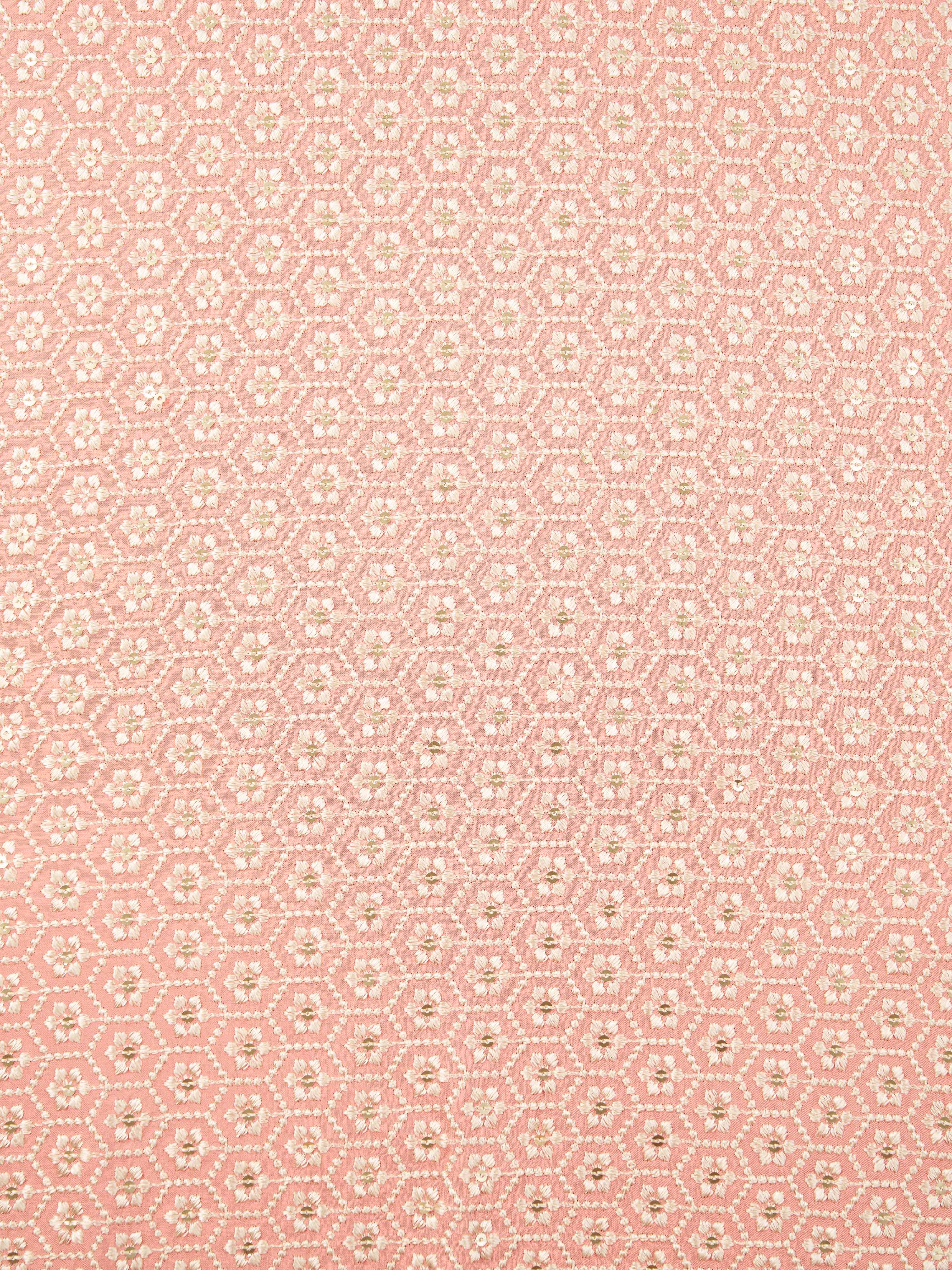 Men's Peach Chikankari Rayon Kurta with Silk Dupatta Set