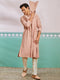 Men's Peach Rayon Kurta, Pyjama And Dupatta Set.