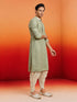 Men's Mint Rayon Embellished Knee Length Kurta with Dhoti