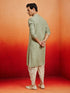Men's Mint Rayon Embellished Knee Length Kurta with Dhoti