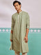 Men's Pista Green Chikankari Rayon Kurta with Silk Dupatta Set