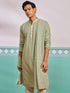 Men's Pista Green Chikankari Rayon Kurta with Silk Dupatta Set
