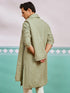 Men's Pista Green Chikankari Rayon Kurta with Silk Dupatta Set