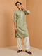 Men Sage Rayon Kurta with Patiayala Festive, Festive Glitz, EID, Wedding, Diwali Ethnic Wear