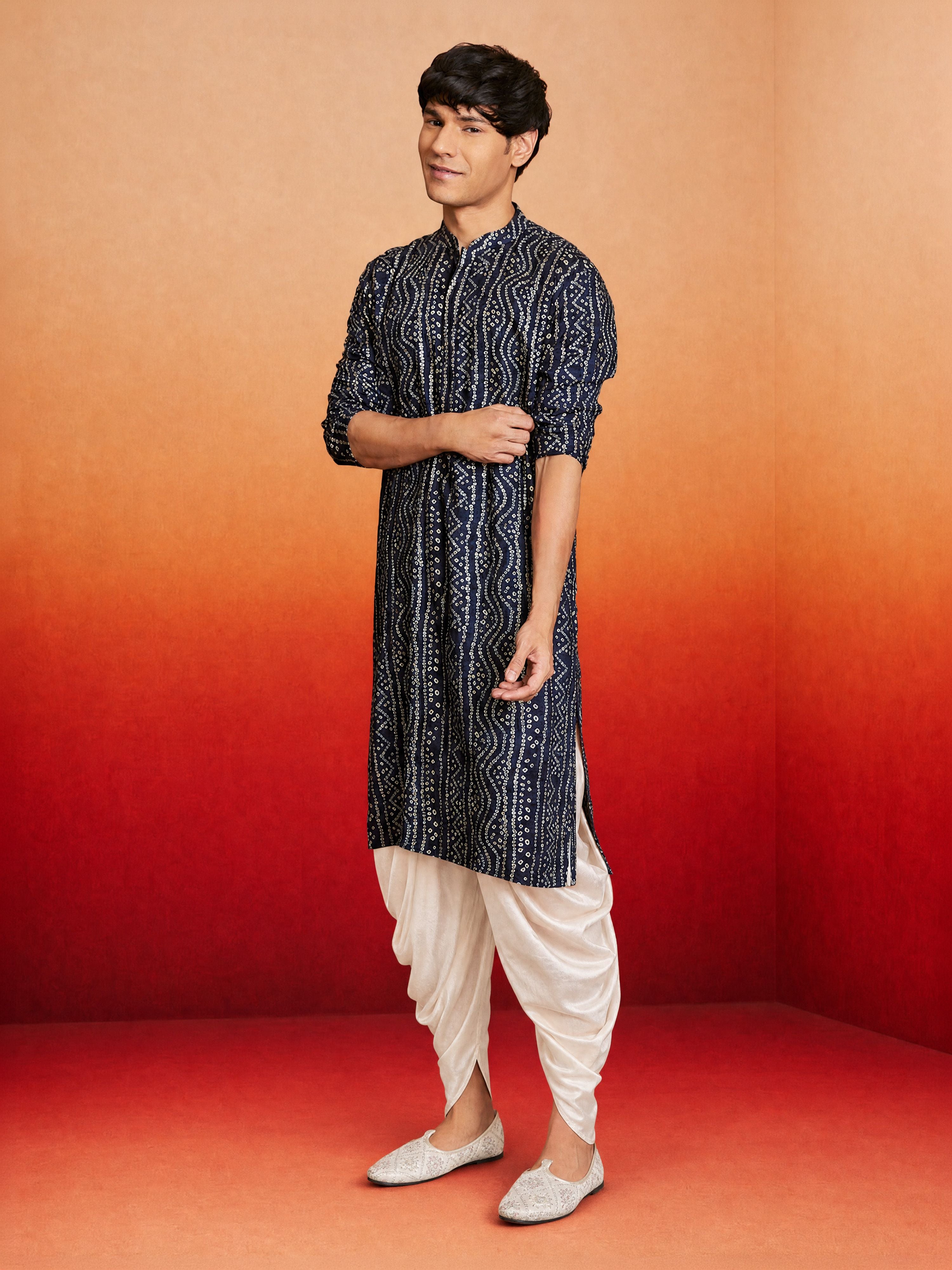 Men Blue Rayon Kurta with Dhoti Casual, Summer / Casual, Wedding, Diwali, Holi collection, Festive, Festive Glitz, Navratri, Janmastami, Raksha Bandhan Ethnic Wear