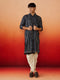 Men Blue Rayon Kurta & Dhoti with Dupatta Festive Ethnic Wear