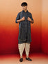Men's Blue Rayon Bandhni Knee Length Kurta & Dhoti with Dupatta