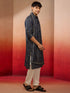 Mens Blue Bandhani Kurta Set with Cream Pant and Dupatta