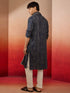Mens Blue Bandhani Kurta Set with Cream Pant and Dupatta