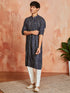 Men's Navy Blue Rayon Kurta And Pyjama Set