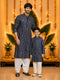 Boys Blue Rayon Bandhani Kurta Pyjama Set