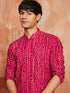 Men's Pink Bandhni Rayon Kurta Rakhi Gift Box for Brother | Includes Rakhi & Gift Box